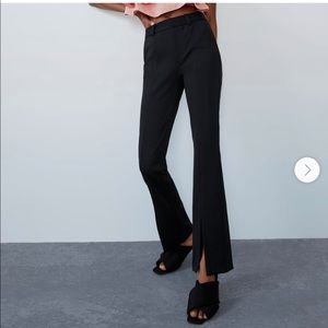 Zara | Pants u0026 Jumpsuits | Nwt Zara Black Front Split Hem Pants Sz M |  Poshmark